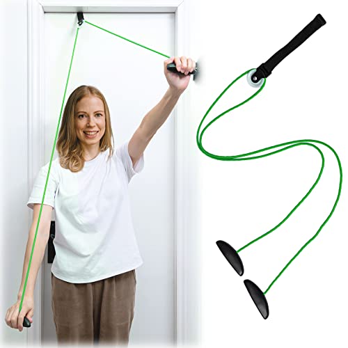 Shoulder Pulley Over The Door Physical Therapy System | Over-the-door exercise pulley designed for shoulder physical therapy exercises. - color: Green