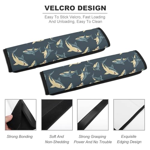 2PCS Soft Padded Car Seat Straps Shoulder Pads for Adult Use, Most Cars, Camouflage Sharks Shoulder Protector, Shock Absorption - color: Pattern 963