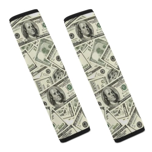 2 Pack 100 Dollar Bills Money Car Seat Straps Shoulder Pads Breathable Shoulder Protector for Elderly Support, Most Cars, Pressure Relief - color: Pattern 901