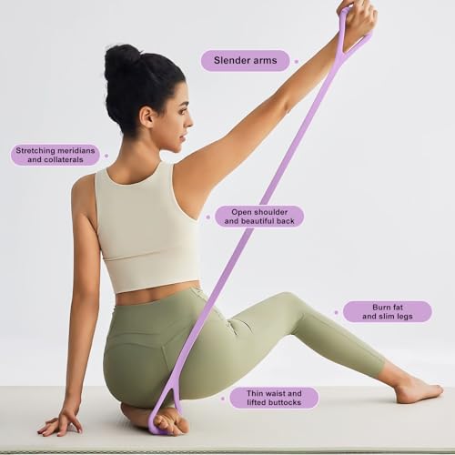 Figure 8 Fitness Band with Handle,Exercise for Arm & Shoulder,Yoga,Stretch | Non-Slip Ropes ,Elastic Bandsfor Women,Back Training Exercise Equipment - color: pink