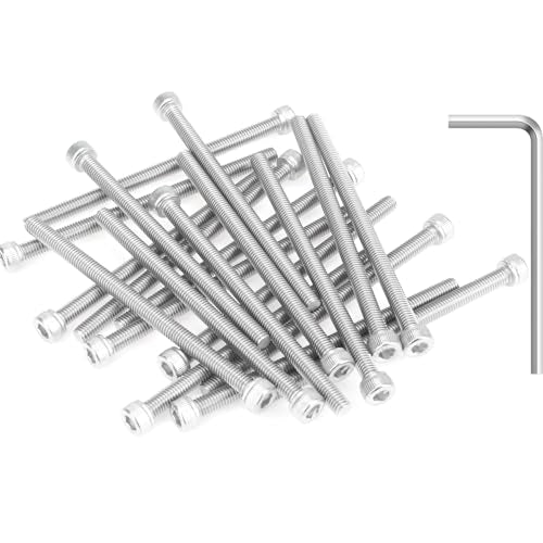 HELIFOUNER 20 Pieces M5 x 80mm, Thread Pitch 0.8mm, 304 Stainless Steel (18-8) Hex Socket Head Cap Screws, Fully Threaded - size: M5 x 80mm