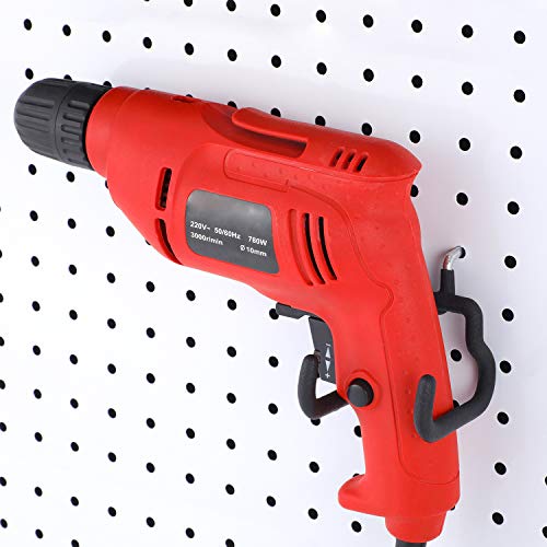 Hotop 4 Pack Pegboard Drill Holder Hooks, Black Metal Peg Board Hooks for Hanging Power Tools, Utility Hook for Garage Tool Organizer, Workbench, Craft Room and Wall Storage(7.48 x 2.8 x 3.66 Inch) - size: 7.48 x 2.8 x 3.66 Inch