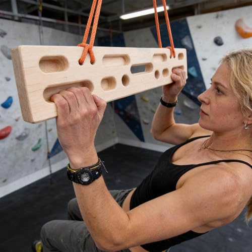 Rock Climbing Board Heavy Duty Wooden Trainer | Climbing Hangboard Doorway Mount for Climbers Beginner Men Women Home Gym Indoor Fitness Workout