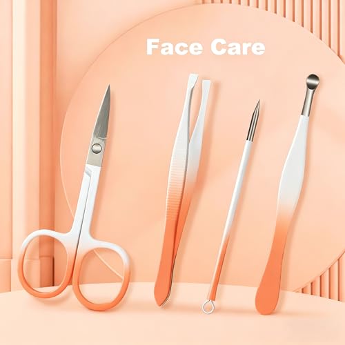 Manicure Set, 10 pcs High-Carbon Steel Nail Clippers Set, Portable Mini Manicure and Pedicure Kit, Travel Grooming Nail Kit with Leather Bag for Men and Women - color: Orange