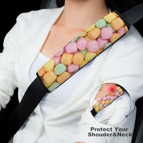 2 Pack Cute Candy Car Seat Belt Pad Soft Padded Automotive Seat Belt Protector for Child, Stroller Pushchair High Chair, Shock Absorption - color: Pattern 97