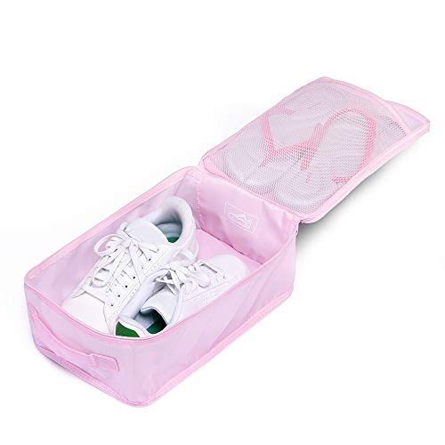 JJ POWER Travel Shoe Bags, Foldable Waterproof Shoe Pouches Organizer-Double Layer (2 Pink Shoe Bags) - color: Pink, size: 2 Packs