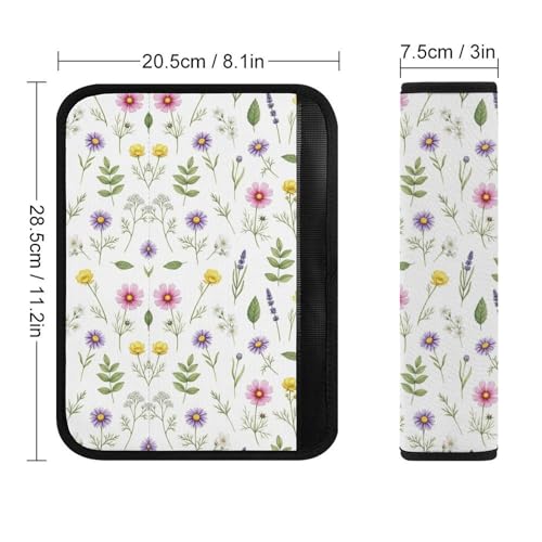 2 Pack Watercolor Wildflowers Car Seat Belt Pad Universal Soft and Comfortable Harness Pads Strap for Adult Use, Most Cars, Easy Install (No Tool) - color: Pattern 436