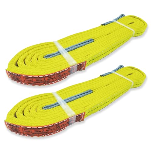 2-Ply Lifting Sling Straps 1”x 12ft - 3100lbs Vertical Capacity Heavy Duty Flat Eye Lift Sling, for Rigging Moving Towing Hoisting -2Pack - Kodiak Straps - color: 2 PACK, size: 1inch x 12ft