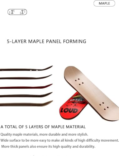 Wooden, pro Fingerboard 29mm Mini handboard、Premium Fingerboard Ideal for Dexterity maneuvers (Raging Flames) - color: Raging Flames