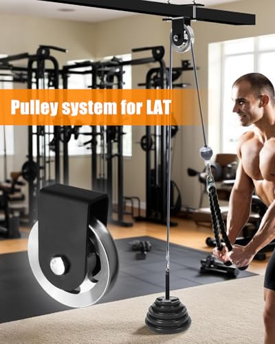 Power Rack Pulley Attachment Home Gym | for Power Cage with Quiet Aluminum Pulldown, Heavy Duty 304 Steel Cable LAT Pulley Machine System