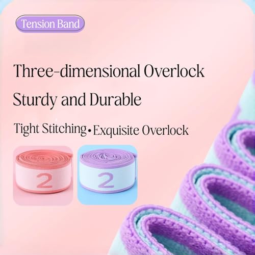 Multi-Loop Stretch Band - Yoga, Pilates, Ballet, and Physical Therapy Stretching Strap for Flexibility, Leg Stretching, and Exercise - Durable Stretching Equipment - color: Light Pink - 12 Loops