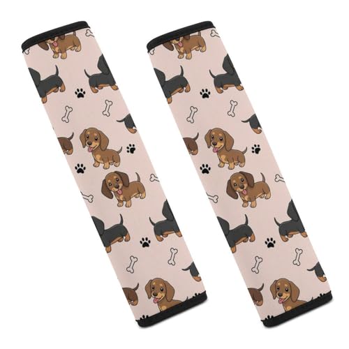 2 Pack Cute Dachshund Dogs Puppy Pet Seat Belt Cover Universal Fit Seat Belt Cushion for Kids, Stroller Pushchair High Chair, Neck and Shoulder Support - color: Pattern 98
