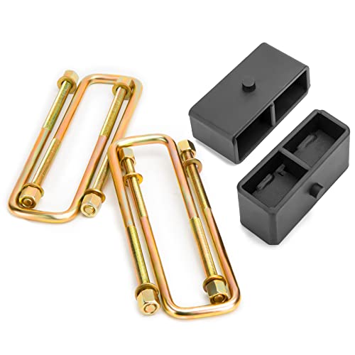 dynofit 2" Rear Lift Block Compatible with Chevy Silverado 1500 Sierra 1500 2007-2024, 2 inch Leveling Lift Blocks and Square Leaf Spring Ubolt Set Compatible with Chevy GMC Pickup Suspension - size: 2inch rear