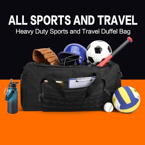120L Extra Large Gym Duffle Bag for Men Women with Shoes Compartment Heavy Duty Tactical Sports Duffel Bag Big Football Baseball Basketball Soccer Hockey Team Equipment Bag, Black - color: Black
