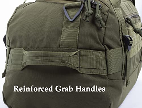 Tactical Duffle Bag MOLLE Gear Bag Carry on Travel Duffel Bag. Ideal for Hunting, Shooting Range, Law Enforcement, Camping, Travel. 35L - color: Olive Drab