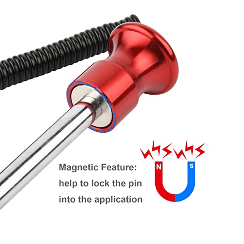 Cosmos Gym Weight Stack Pin Universal Replacement Selector Lock Pin Detent Hitch Pin, Tensile 3/8" Dia. & 4" Locking Space with Lanyard, for Gym Equipment Machine Weight Plate - color: Red Knob