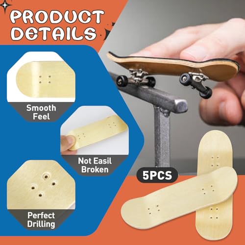 DIY Series Wooden Finger Skateboard, 5 PCS Unbranded Teak Fingerboards Design Your Style, 30mm x 100mm Handmade Wooden Fingerboard Decks