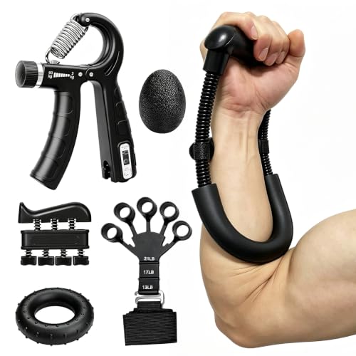Hand Grip Strength Trainer Kit Wrist and Forearm Developer Strengthener - color: Pure Black