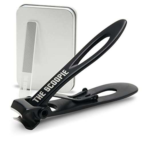 15mm Wide Jaw Stainless Steel Nail Clippers - Men & Women - Black Standard | Toenail clippers and fingernail clipper with nano fiber file, manicure pedicure set for adults, compact travel grooming tool - size: Large