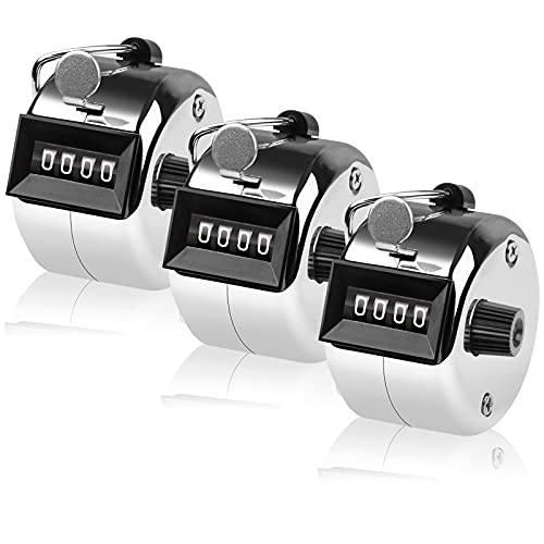 Tally Counter, 4-Digit Clicker Counter, Metal Hand Tally Counters Clicker Pitch Counter for Counting, Knitting, Coaching, Golf, Lap, Fishing - color: B-3 PCS