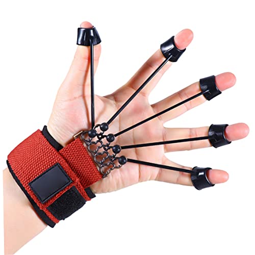 Finger Strengthener Grip Strength Trainer Finger Exerciser 60LB Finger Extensor Trainer Finger Resistance Band Finger Strengthener for Hand Red 18x5 cm