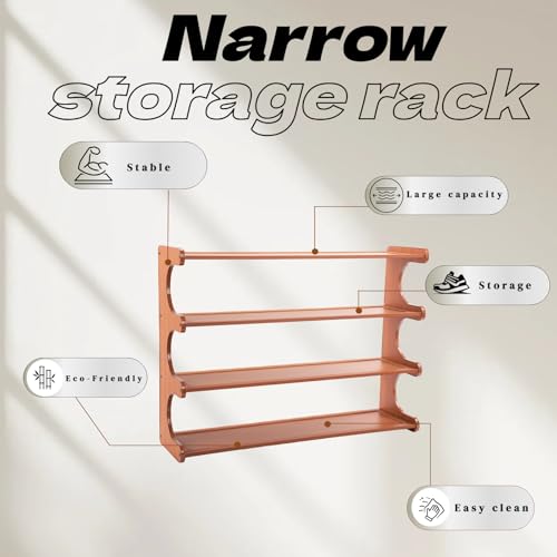 Shoe Rack,4 Tier Shoe Organizer Storage Shelf,Bamboo Narrow Shoe Closet,Small Space Shoe Rack,for Entryway Closet 30.7×7.48×19.3inch - size: 4 Tier-30.7" Wide