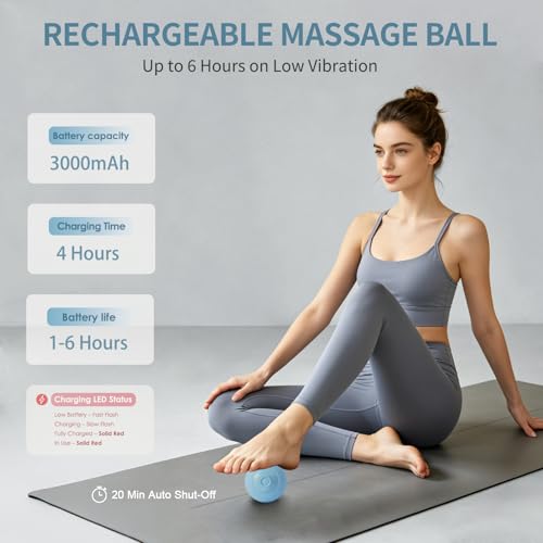 Heating Vibrating Massage Ball with 7 Modes & Memory Function for Myofascial Release, Deep Tissue and Trigger Point Muscle Therapy - Targets Back, Hip, Leg, Neck & Foot (Blue) - color: Blue