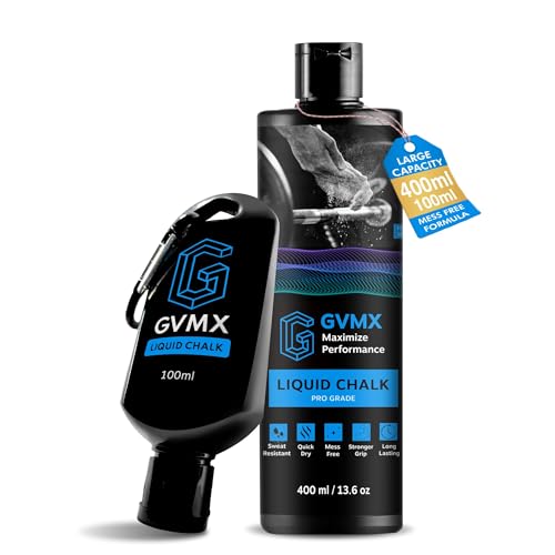 50ML/100ML/400ML Superior Grip Premium Liquid Chalk. Long Lasting Mess-Free Gym Chalk for Weightlifting, Gymnastics, Climbing. Fast Drying Refillable Gym Accessories. Package May Vary. - style: 400ML + 100ML - 1 Pack