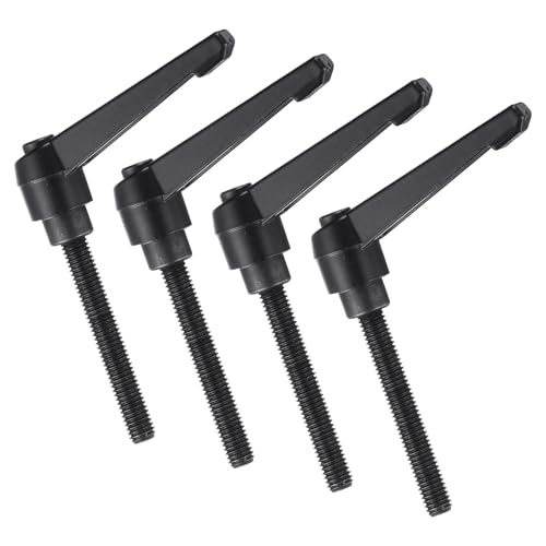 uxcell 4pcs Clamping Lever Handles, M8 x 60mm Black Oxide Carbon Steel Threaded Male Stud, Adjustable Handles Locking Quick Release Ratchet Push Button Bolt Knobs, Black - size: M8 x 60mm