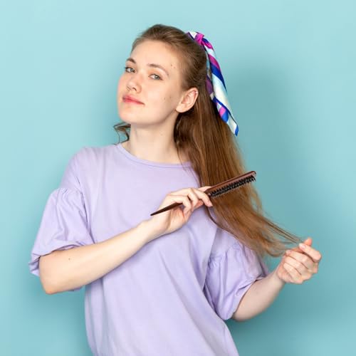 Boar Bristle Teasing Brush for Slick Back Hair, Hair Teasing Brushes for Women Styling Brush with Wooden Rat Tail Handle for Edge Control, Backcombing, Thin Thick Curl Training to Create Volume Smooth