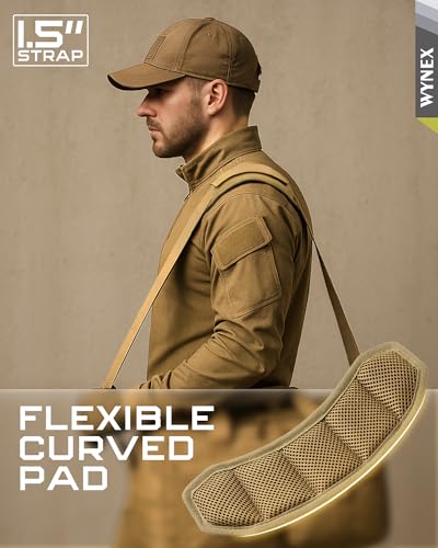 WYNEX Shoulder Strap, 55 inch Universal Bag Strap Replacement with Pad | Single Shoulder Strap with Detachable Thick Pad, Crossbody Bag Strap for Tactical Pouch Tool Bag Messenger Bag Luggage Duffle - color: Khaki, size: 1.5“ Strap