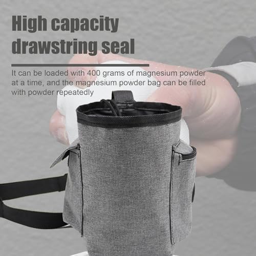 Rock Climbing Chalk Bag Adjustable Belt Gear Equipment | Chalk Organizer for Rock Climbing, Bouldering, Weightlifting, Gymnastics, Adults Women Men - color: Gray