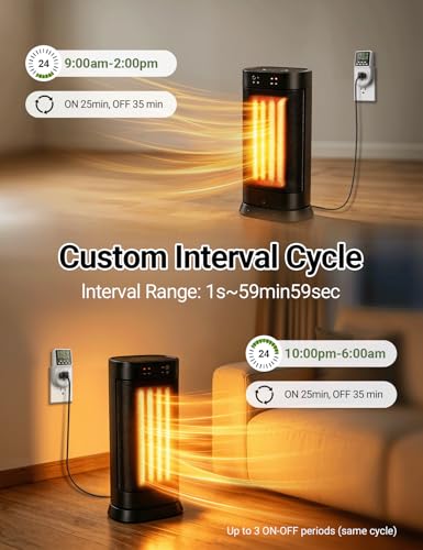 Techbee Digital Infinite Repeat Cycle Intermittent Timer Plug for Electrical Outlet, 24 Hour Programmable Indoor Timed Power Switch with Countdown Delay On and Off (120V, 15A), 1 pack - style: 1 Pack