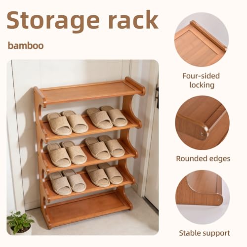 Shoe Rack,Small 5 Tier Shoe Organizer Storage Shelf,Bamboo Narrow Shoe Closet,Small Space Shoe Rack,for Entryway Closet 18.89×7.48×25.98inch - size: 5 Tier-18.89" Wide