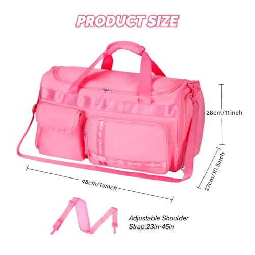MAXTOP Gym Bag for Women Men Travel Duffle Bag Large Capacity Carry On Weekender Overnight Bag With Shoe Compartment Gym Tote Dry Wet Separation Duffel Bag for Travel - color: Rose, style: Gym Bag