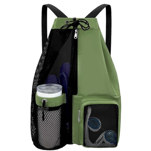 Beach Backpack with Wet Pocket Drawstring Mesh Beach Bag Waterproof Swimming Pool Backpack for Men and Women - color: Green