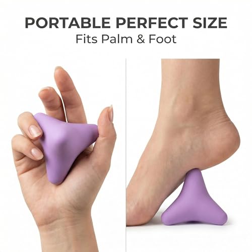 Handheld Silicone Triangle Design 4-Point Massage Tool for Plantar Fasciitis, Heel Pain Solution, Deep Tissue Myofascial Release for Feet, Back, Neck Pain Relief, Non-Slip & Eco-Friendly