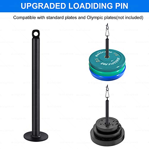 LFJ Weight Loading Pin with Carabiner fit 1 inch and 2 inch Olympic Weight Plate for Cable Pulley System LAT Pulldown - style: Standard Plates Loading Pin