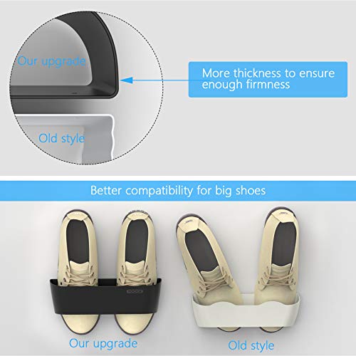 Wall Mounted Shoes Rack 4Pack with Sticky Hanging Strips, Plastic Shoes Holder Storage Organizer,Door Shoe Hangers (SM03-Black-4) - color: SM03-Black-4