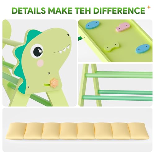 Pikler Triangle Set with Cushion, 9-in-1 Climbing Toys for Toddlers Inside, Foldable Wooden Climbing Toys Indoor Montessori Climbing Set for Toddler 1-3