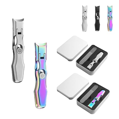 Nail Clippers, Stainless Steel Nail Clippers, Portable for Thick Nails - color: 2pcs-c