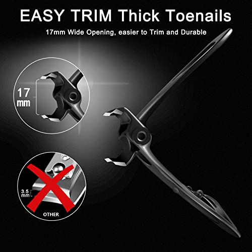Werlla Toenail Clippers for Thick Toenails, Long Handle Wide Jaw Opening Nail Clippers for Adult, Men, Seniors, Extra Large Heavy Duty Toenail Clippers for Fingernail & Ingrown Toenail (2 Piece Set) - style: 2pcs_curved_black