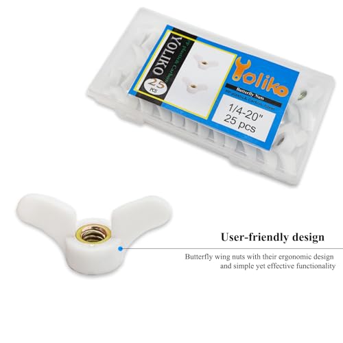 25 Pcs 1/4"-20 Wingnuts Plastic Wing Nuts Fasteners Parts Butterfly Nut, Hand Twist Tighten Hardware Nuts Butterfly Wing-Nut - size: 1/4"-20 - Plastic - 25 Pcs