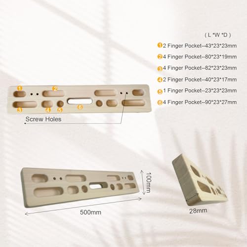 Climbing Hangboard Rock Climbing Training as Climbing Fingerboard with Jugs, Slopes and Edges, Pockets as Door Mounted Training Station Rock Climbing Pull Up Bar
