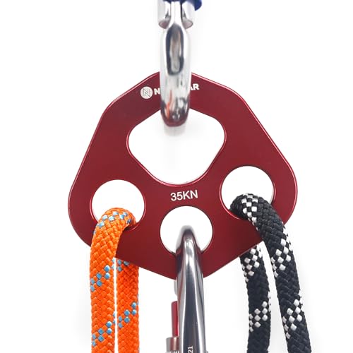 NewDoar Descender Plate 20KN Paw Rigging Plate 4 Holes Rock Climbing Gear(4 holes/20KN Red)