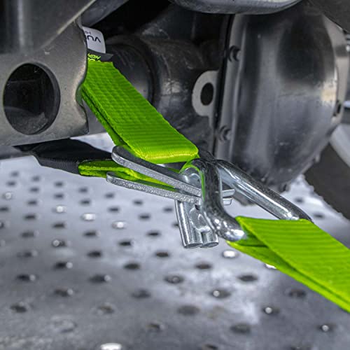 VULCAN Car Tie Down Axle Strap with Wear Pad - 2 Inch x 22 Inch - 4 Pack - High-Viz - 3,300 Pound Safe Working Load - size: 2" x 22" Hi Viz Green (4 Pack)