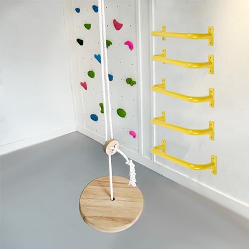 ESPETS 17 Inch 6 Pieces Yellow Outdoor Metal Safety Playground Handles | Easy-to-Install Swing Set Accessories, Playset Hand Grips, Indoor Monkey Bars, Jungle Gym, Playhouse, Climbing Frame - color: Yellow -6 Pcs