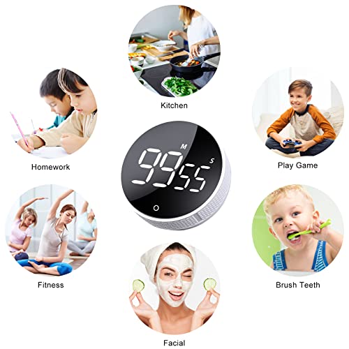 AVINIA Digital Kitchen Timers, Visual timers Large LED Display Magnetic Countdown Countup Timer for Classroom Cooking Fitness Baking Studying Teaching, Easy for Kids and Seniors White - color: White