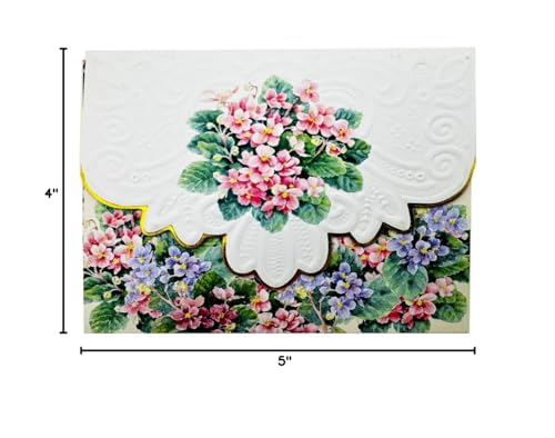 Poster Foundry Set of 3 - Pink and Blue African Violets Boxed Note Cards by Carol Wilson NCP2201 - color: Floral - Violets, style: 3 gift box sets / 30 cards total
