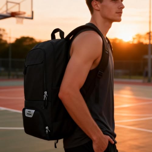 Backpack Featuring Separate Ball Holder and Ventilated Shoe Compartment for Sports Equipment and Daily Use Team Sports Equipment Bag
